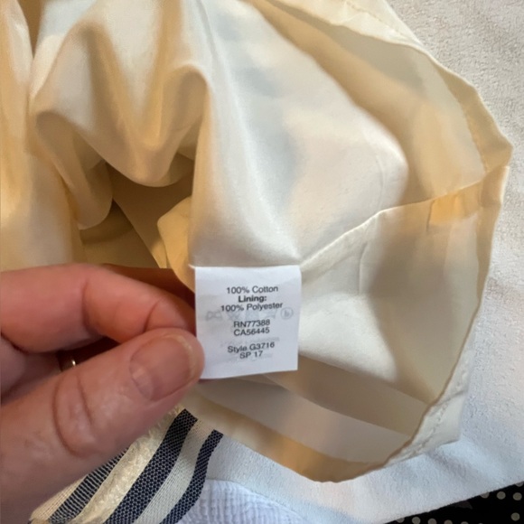 J. Crew striped pleated shift dress Blue and ecru size 12 - Picture 3 of 14